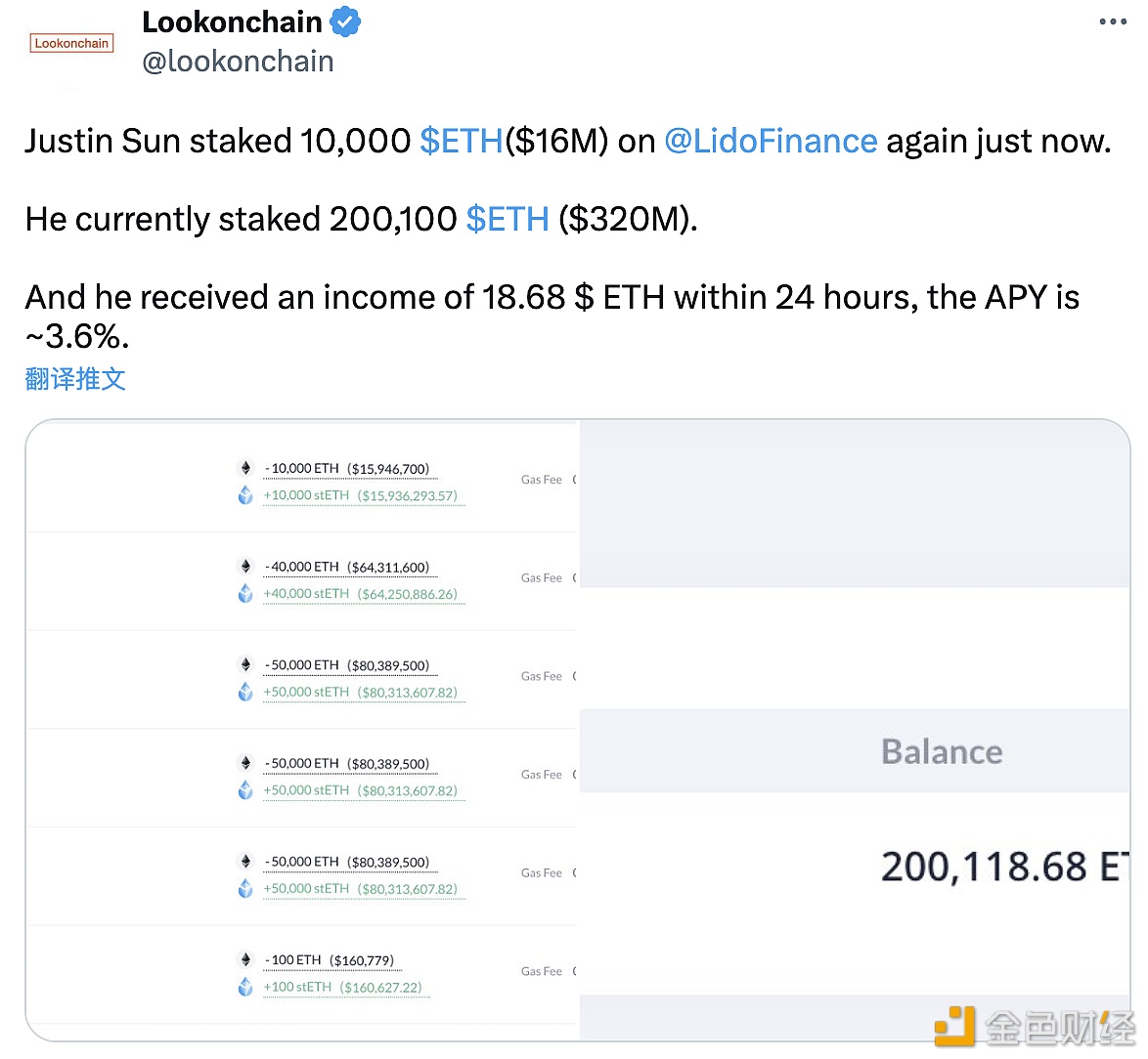 数据：孙宇晨在Lido新增质押1万枚ETH，目前共质押超20万枚ETH-第1张图片-芝麻交易所下载