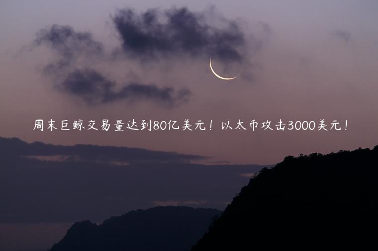 周末巨鲸交易量达到80亿美元！以太币攻击3000美元！-第1张图片-芝麻交易所下载