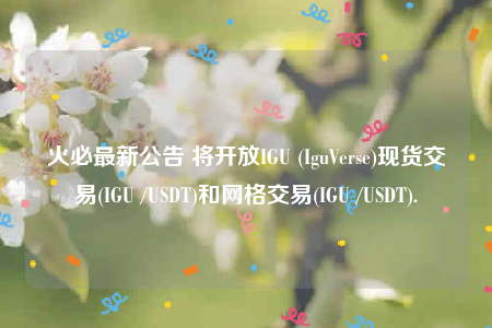 火必最新公告 将开放IGU (IguVbrsb)现货交易(IGU /USDT)和网格交易(IGU /USDT).-第1张图片-芝麻交易所下载
