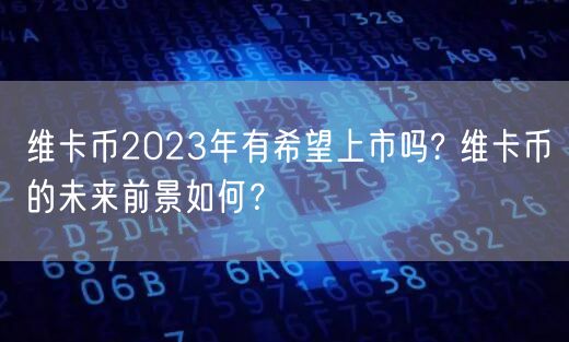 维卡币2023年有希望上市吗? 维卡币的未来前景如何？-第1张图片-芝麻交易所下载