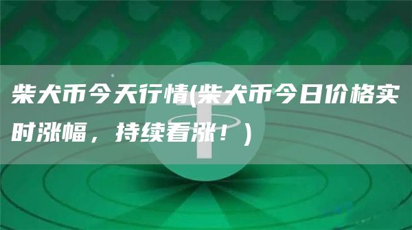 柴犬币今天行情 - 柴犬币今日价格实时涨幅，持续看涨！